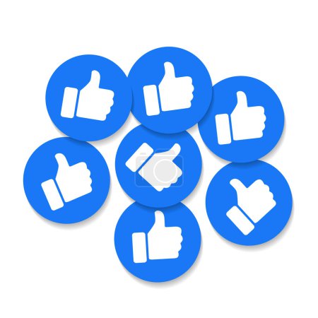 Illustration for Like button icon vector in stack style. Thumb up of social media - Royalty Free Image