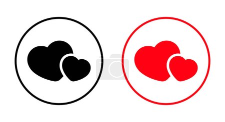 Doppelter Herz-Symbol-Vektor auf der Kreislinie. Zwei Liebeszeichen