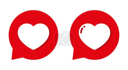 Amor, corazón en el discurso icono de la burbuja vector en estilo plano