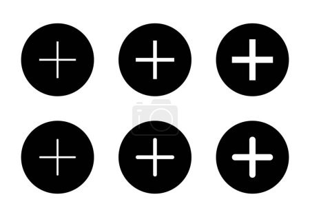 Fügen Sie Symbol-Vektor hinzu. Plus-Symbol auf schwarzem Kreis