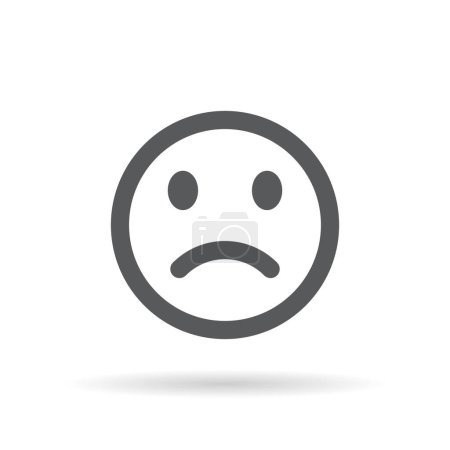 Triste visage emoji icône vecteur isolé sur fond blanc. Symbole de signe facial déçu