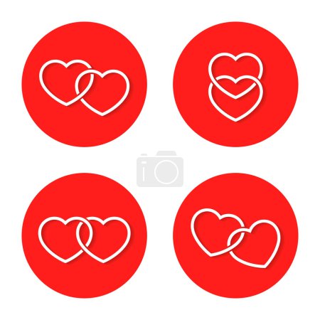 Paar Herz-Symbol-Vektor im flachen Stil. Zwei Liebeszeichen