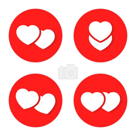 Ilustración de Dos vector icono del corazón en diseño plano. Signo de amor de pareja símbolo - Imagen libre de derechos