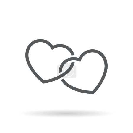 Ilustración de Icono de dos corazones aislado sobre fondo blanco. Signo de amor doble símbolo - Imagen libre de derechos