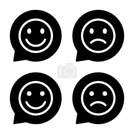 Happy and sad emoji icon on speech bubbles. Satisfying and disappointing sign symbol