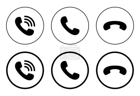 Handset phone call icon on circle line