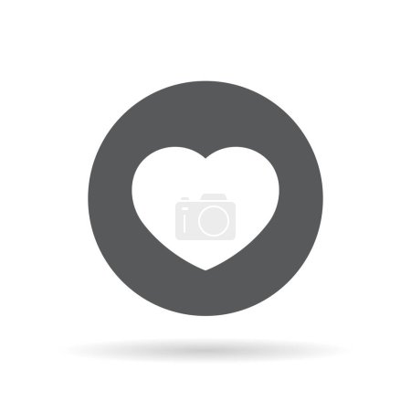 Love, heart icon on circle background. Like symbol