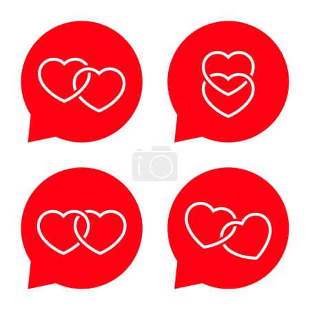 Ilustración de Dos corazón icono en las burbujas del habla. Concepto de amor en pareja - Imagen libre de derechos