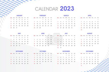 Foto de 2023 Calendar Template, editable vector - Imagen libre de derechos