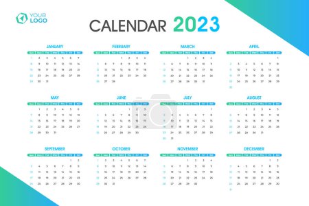 Illustration for 2023 Calendar Template, editable vector - Royalty Free Image