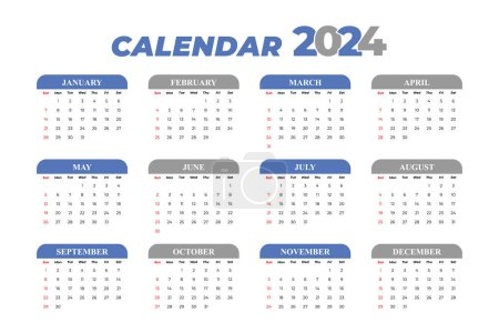 Foto de 2024 Calendar Template, editable vector - Imagen libre de derechos