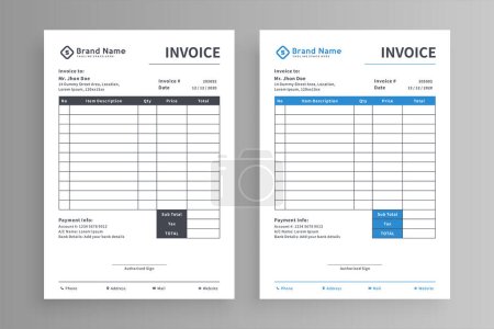 Téléchargez les illustrations : Modern Business Invoice Design Template in white background - en licence libre de droit