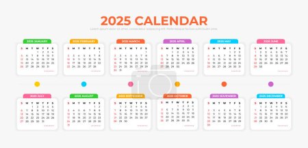 Foto de Plantilla de calendario 2025, calendario básico en fondo blanco - Imagen libre de derechos