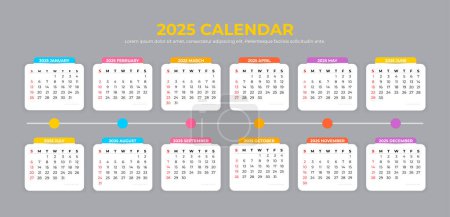 Foto de Plantilla de calendario 2025, calendario básico en fondo blanco - Imagen libre de derechos