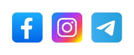 Illustration des Facebook, Instagram und Telegram Logos