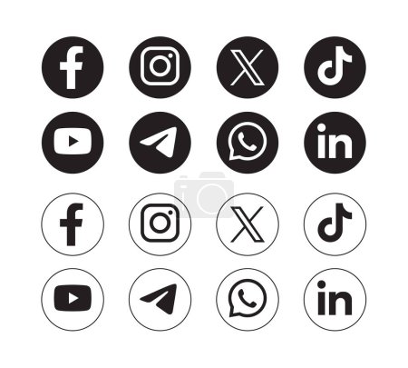 Illustration for Set of popular social media icons - Royalty Free Image