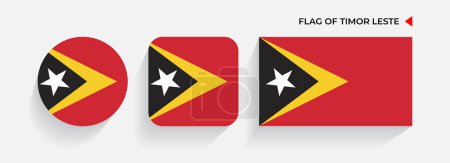 Timor-Leste-Flaggen in runden, quadratischen und rechteckigen Formen
