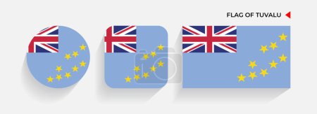 Illustration for Tuvalu Flags arranged in round, square and rectangular shapes - Royalty Free Image