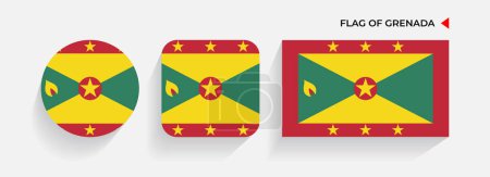 Illustration for Grenada Flags arranged in round, square and rectangular shapes - Royalty Free Image