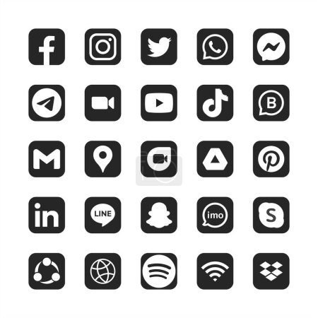 Téléchargez les illustrations : Ensemble de logos de médias sociaux - en licence libre de droit