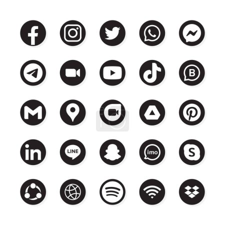 Téléchargez les illustrations : Ensemble de logos de médias sociaux - en licence libre de droit