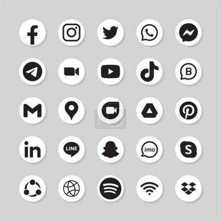 Ensemble de logos de médias sociaux