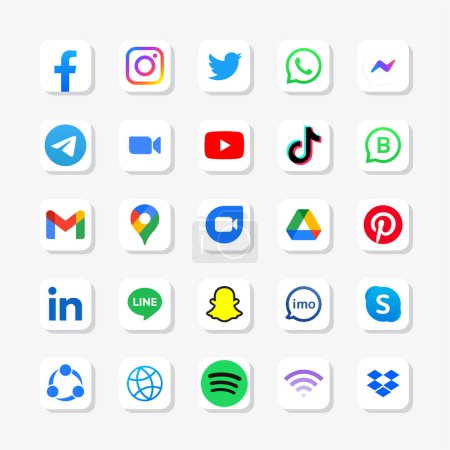 Conjunto de logos de redes sociales