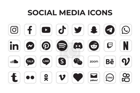 Illustration for Set of Popular social media icons - Royalty Free Image