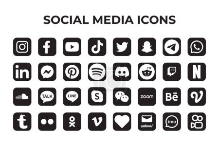Reihe beliebter Social-Media-Ikonen