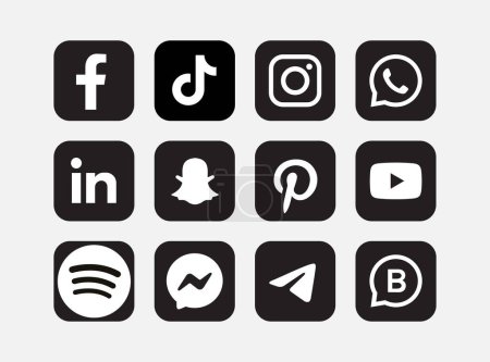 Set of social media icons, editable vector