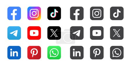 Illustration for Set of Social media logos - Royalty Free Image