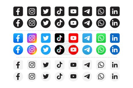Foto de Set of social media icons in white and color background - Imagen libre de derechos