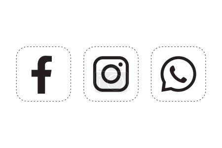 Téléchargez les illustrations : Ensemble d'icônes facebook, instagram et whatsapp - en licence libre de droit