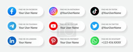 Modern social media lower third icons collection template