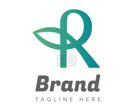 Ilustración de Letter R logo icon design template elements. Initial letter R logo with green leaf icon. Usable for Branding and Business Logos. - Imagen libre de derechos