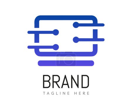Éléments de modèle de conception icône logo ordinateur. Utilisable pour les logos de marque, d'entreprise et de technologie.