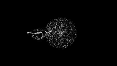 Photo for Spermatozoa attack the egg, virus attacks cell monochrome video on black background. Graphical representation of physical phenomena. Physics of Motion and Interaction. 3D render - Royalty Free Image