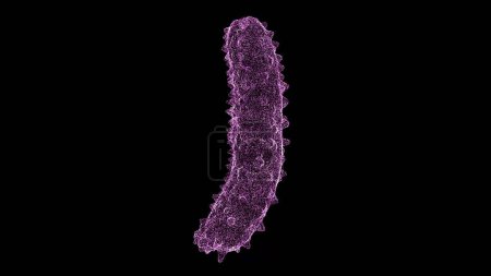 Foto de Bacterias 3D sobre fondo negro. Objeto hecho de partículas brillantes. Concepto de Medicina de Salud. Por título, texto, presentación. animación 3d - Imagen libre de derechos
