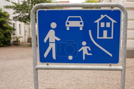 Photo for Road sign: living street. Play area street sign - Royalty Free Image