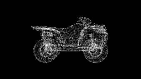 Photo for 3D Quad bike on black bg. Competitive sports concept. Off-road quad bike, four-wheeled motorcycle. Travel and adventure. For title, text, presentation. 3d animation - Royalty Free Image