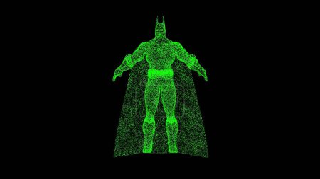 Photo for 3D Batman figure on black bg. Batman from DC comics. A superhero in a cape. The concept of a costume for party on Halloween. For title, text, presentation. Editorial 3D animation - Royalty Free Image