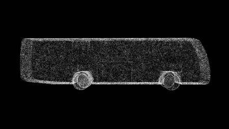 Foto de Bus 3D en negro bg. Autobús concepto de viaje. Concepto de turismo de viajes y autocares. Viaje y viaje en vehículo. Por título, texto, presentación. Fondo de publicidad empresarial. animación 3d - Imagen libre de derechos