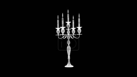 Photo for 3D candle holder rotates on black background. History and art concept. Candelabra with candles. Business advertising backdrop. For title, text, presentation. 3d animation - Royalty Free Image