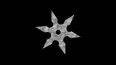 3D Ninja star shuriken on black background. Throwing weapons concept. Ninja weapon. Business advertising backdrop. For title, text, presentation. 3d animation