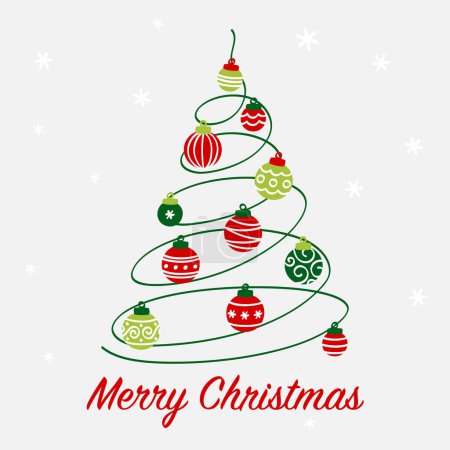 Ilustración de Árbol de Navidad con adorno - tarjeta - Imagen libre de derechos