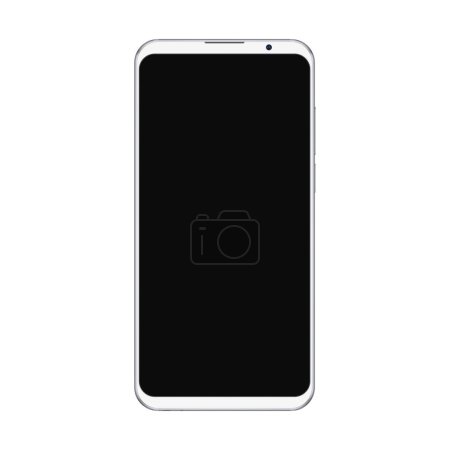 Photo for Realistic trendy white smartphone mockup with blank black screen isolated on white background. For any user interface test or presentation - Royalty Free Image