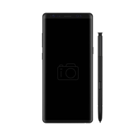Photo for New version of modern vector note smartphone with full black screen. Frameless elegant display smartphone with stylus - Royalty Free Image