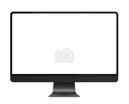 Ilustración de Moderno monitor de marco delgado realista maqueta con pantalla blanca en blanco aislado - Imagen libre de derechos