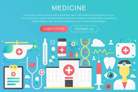 Photo for Vector trendy flat gradient color medicine concept template banner with icons and text - Royalty Free Image