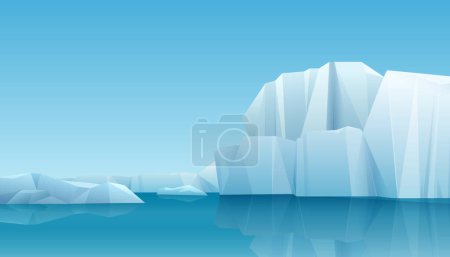Photo for Arctic winter panorama landscape with iceberg and ice mountains. Cold climate winter vector background - Royalty Free Image